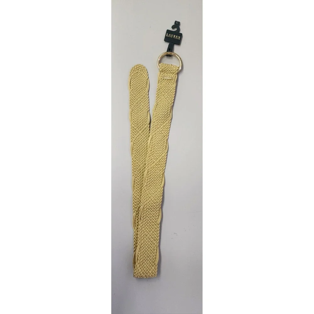 Lauren Ralph Lauren Belt Woven Weave Gold‎ D-Ring Adjustable Classic Style 43